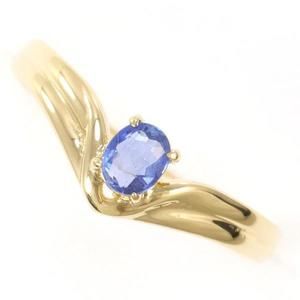 LuxUness K18 Yellow Gold Sapphire Ring Metal Ring